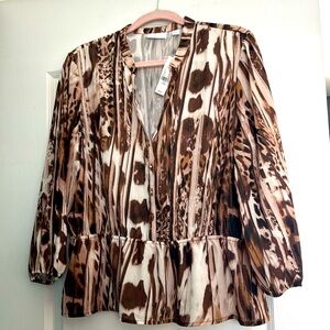 New York & Co. animal print blouse Large